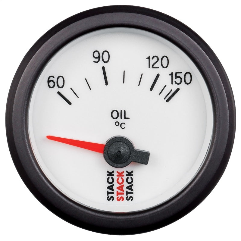 Autometer Stack 52mm 60-150 Deg C M10 Male Electric Oil Temp Gauge - White-thumbmail-1