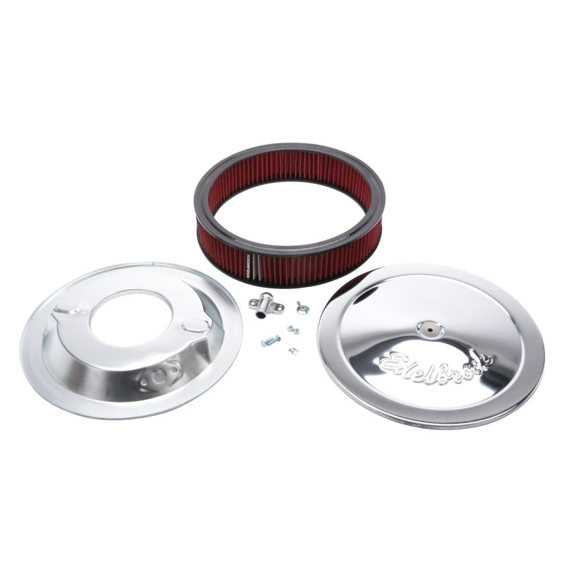 Edelbrock Air Cleaner Pro-Flo Series Round 14 In Diameter Cloth Element 3/8In Dropped Base Chrome-thumbmail-2