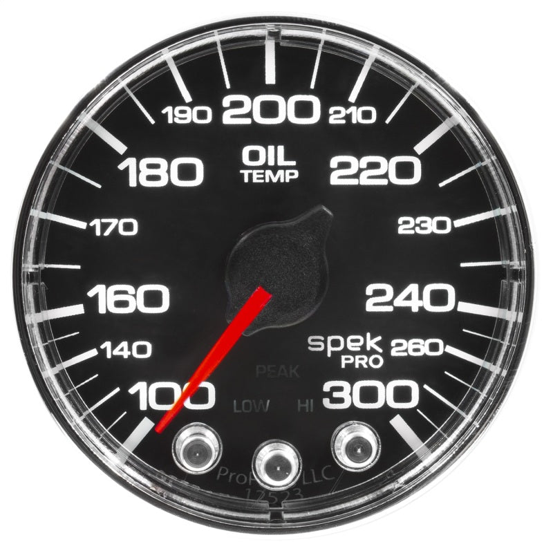 Autometer Spek-Pro Gauge Oil Temp 2 1/16in 300f Stepper Motor W/Peak & Warn Blk/Chrm-thumbmail-2