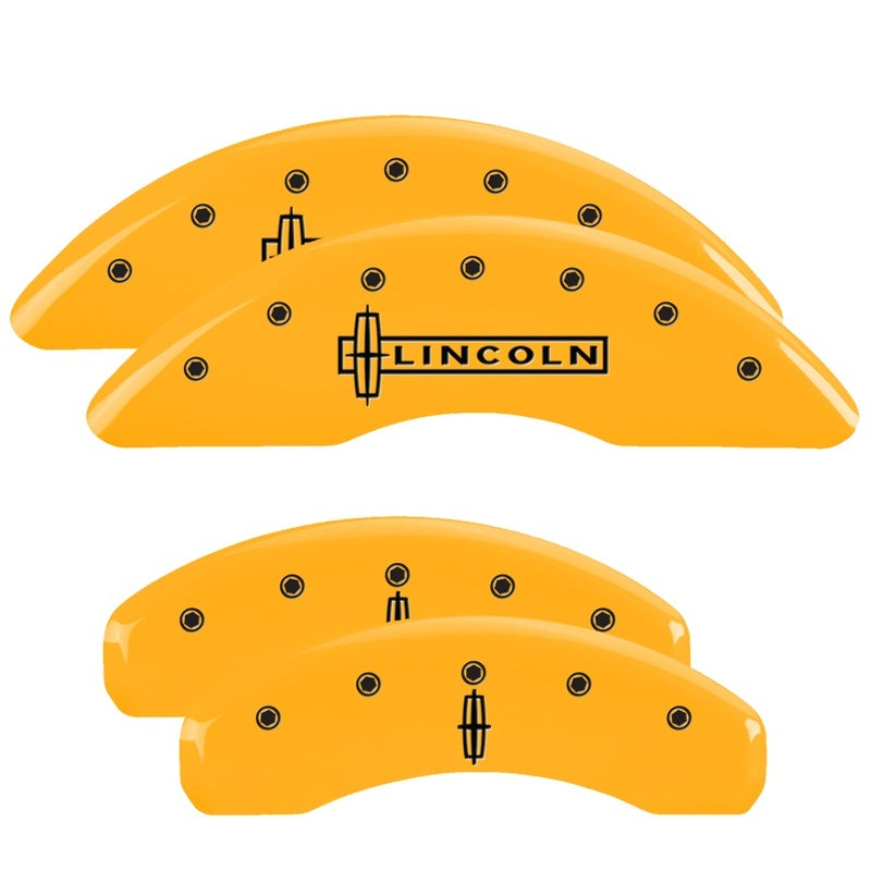 MGP 4 Caliper Covers Engraved Front Cursive/Cadillac Engraved Rear CTS Yellow finish black ch-thumbmail-2