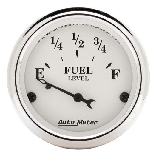 AutoMeter Gauge Fuel Level 2-1/16in. 73 Ohm(e) to 10 Ohm(f) Elec Old Tyme White