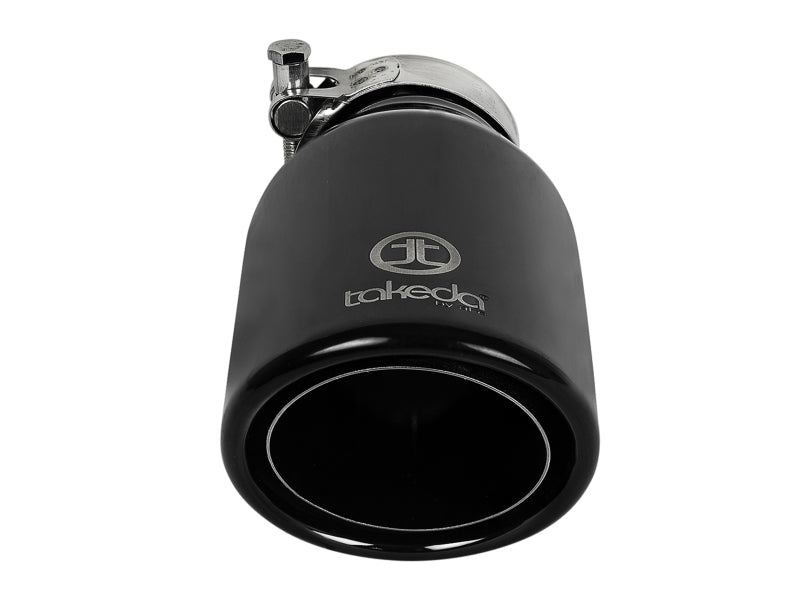 aFe Takeda 304 Stainless Steel Clamp-On Exhaust Tip 2.5in.Inlet / 4in Outlet - Black-thumbmail-3