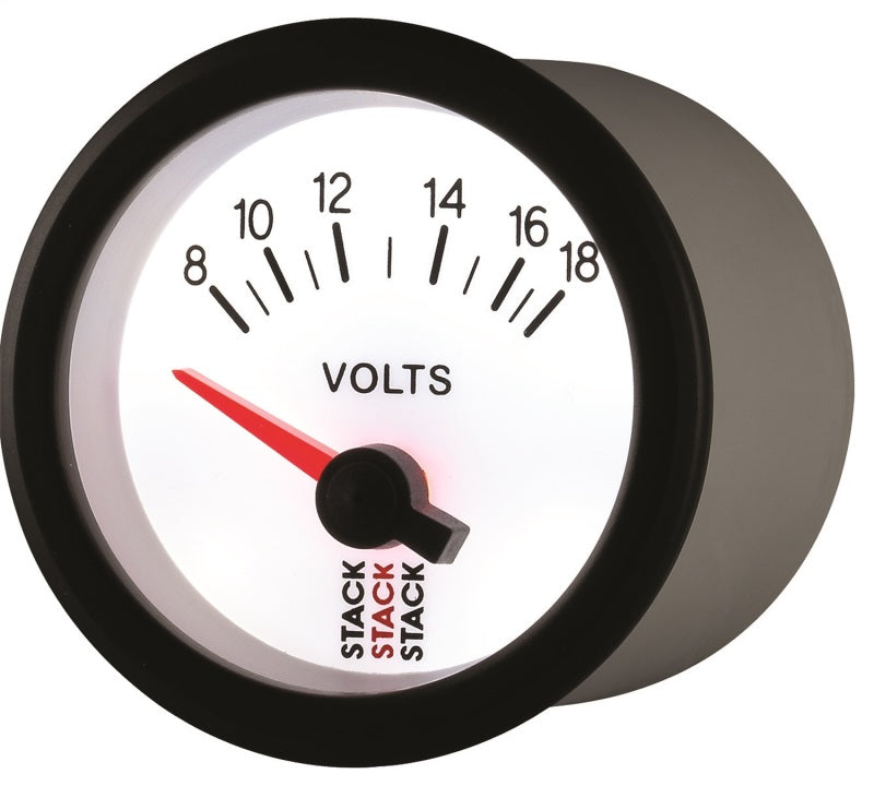 Autometer Stack 52mm 8-18V Electric Battery Voltage Gauge - White-thumbmail-5