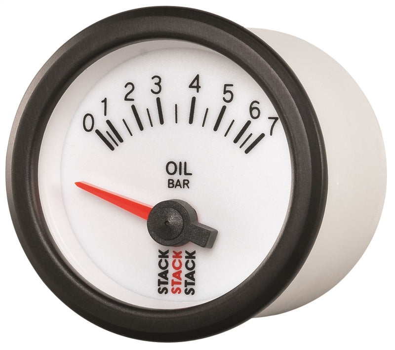Autometer Stack 52mm 0-7 Bar M10 Male Electric Oil Pressure Gauge - White-thumbmail-4