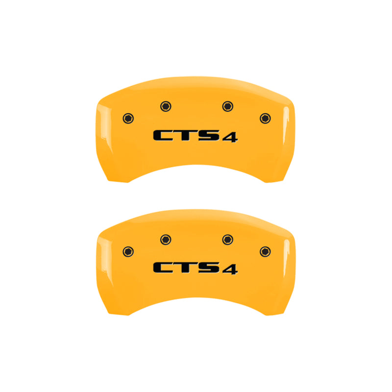 MGP 4 Caliper Covers Engraved Front Cursive/Cadillac Engraved Rear CTS Black finish silver ch-thumbmail-5