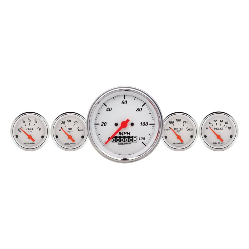 Autometer Arctic White 3-3/8in Electric Speedometer with Wheel Odometer/ 2-1/16in Oil Pressure-thumbmail-1