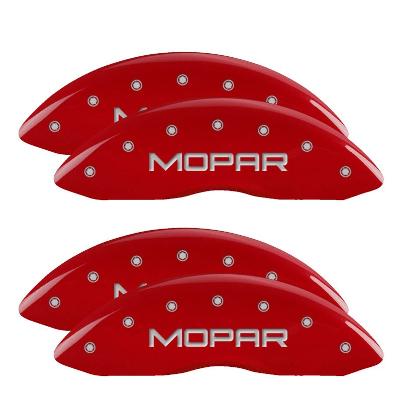 MGP 4 Caliper Covers Engraved Front & Rear MOPAR Red finish silver ch-thumbmail-2