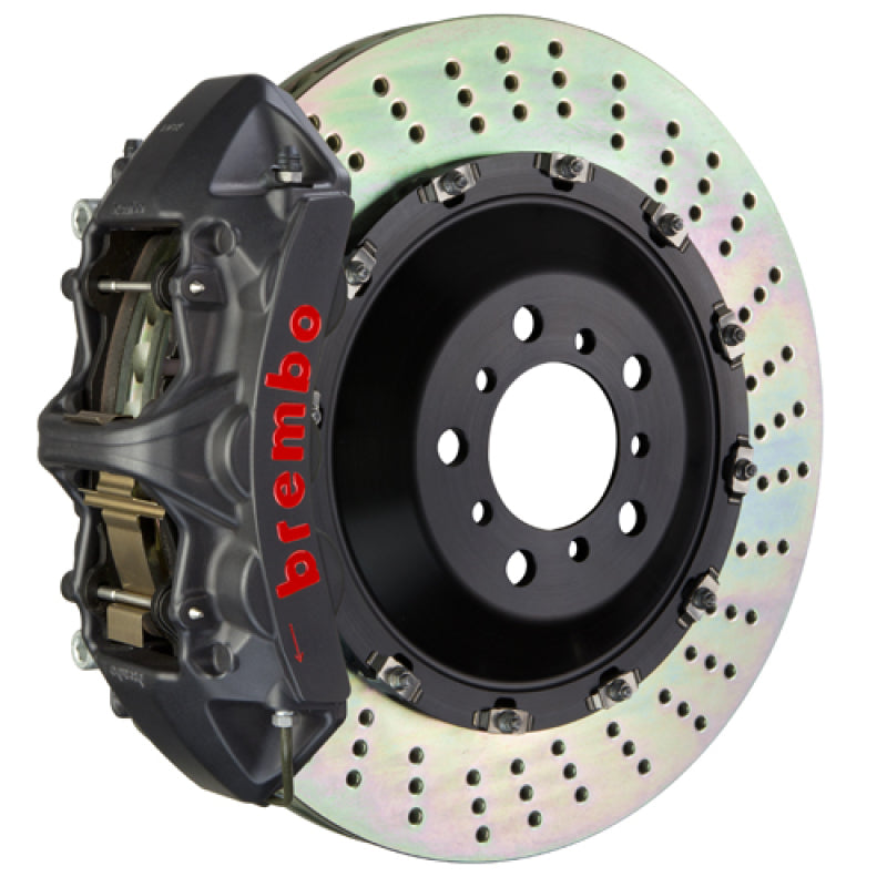 Brembo 2023 Volkswagen Tiguan R (Mk2) Front GTS BBK 6-Piston 405x34 2-Piece Rotors Drilled - Black H-thumbmail-1