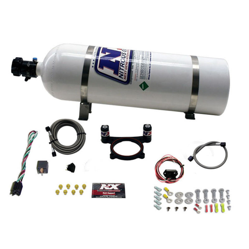 Nitrous Express 11-15 Ford Mustang GT 5.0L Coyote 4 Valve Nitrous Plate Kit (50-200HP) w/15lb Bottle-thumbmail-2