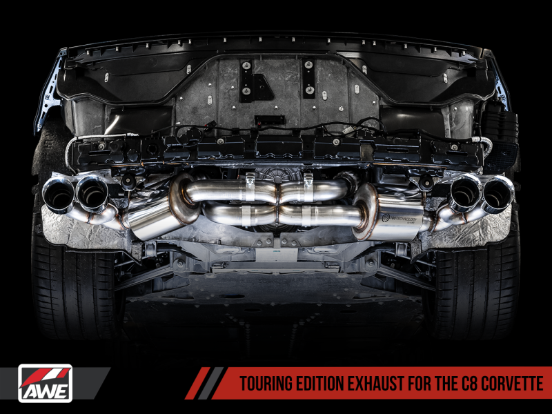 AWE Tuning 2020 Chevrolet Corvette (C8) Touring Edition Exhaust - Quad Diamond Black Tips-thumbmail-8