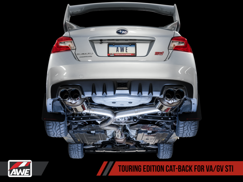 AWE Tuning Subaru STI VA / WRX GV / STI GV Sedan Touring Edition Exhaust - Chrome Silver Tip (102mm)-thumbmail-2