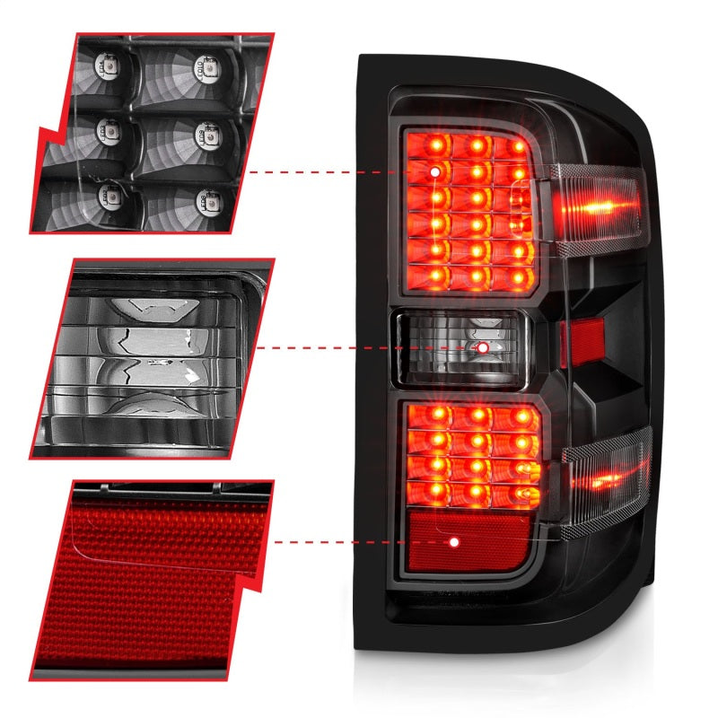 ANZO 15-19 Chevy Silverado 2500HD/3500HD (Factory Halogen Only) LED Tail Lights Black w/Clear Lens-thumbmail-2