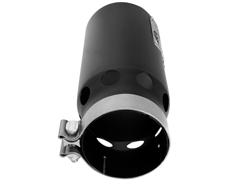 aFe SATURN 4S 4in SS Intercooled Exhaust Tip - Black 4in In x 5in Out x 12in L Bolt-On-thumbmail-2