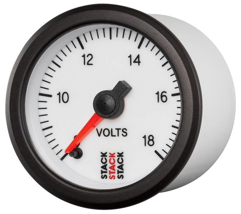 Autometer Stack 52mm 8-18V Pro Stepper Motor Battery Voltage Gauge - White-thumbmail-2