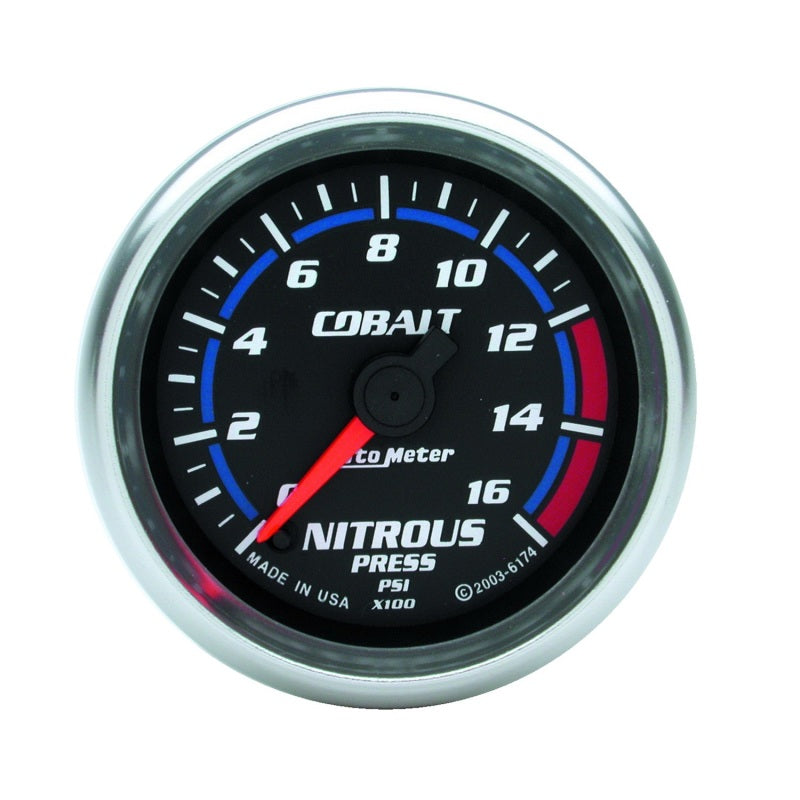 Autometer 2-1/6in Cobalt Nitrous Pressure Gauge 0-1600PSI Digital Steppe Motor-thumbmail-1