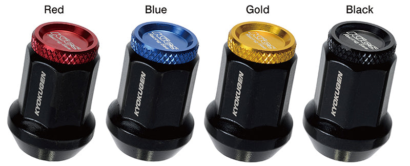 Project Kics Kyokugen Lug Nut Set (20) 12x1.50 Black Aluminum w/Gold Cap-thumbmail-1