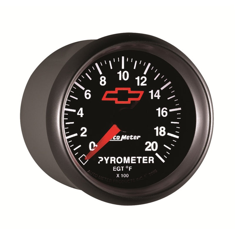 AutoMeter Gauge Pyrometer (Egt) 2-1/16in. 2000 Deg. F Stepper Motor Chevy Red Bowtie Black-thumbmail-3