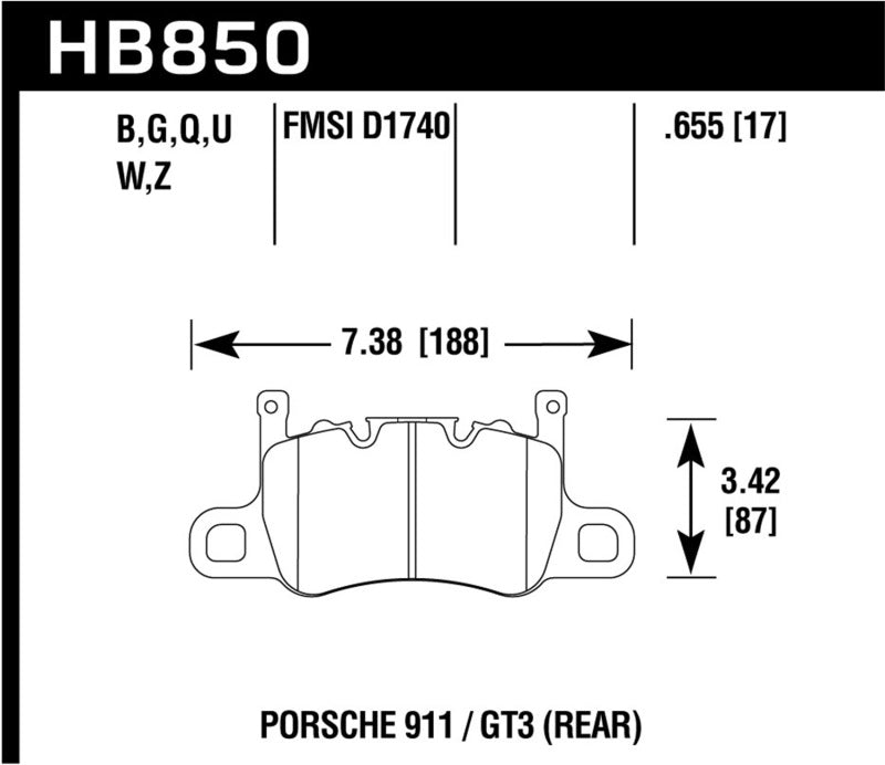 Hawk Audi 14-19 Porsche 911 / 2016 Cayman / 17-19 Panamera PC Rear Brake Pads w/ Carbon Ceramics-thumbmail-2