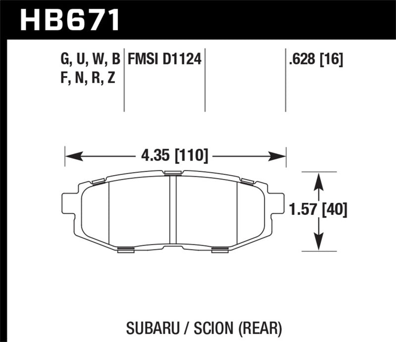 Hawk 13 Scion FR-S / 13 Subaru BRZ/10-12 Legacy 2.5 GT/3.6R DTC-60 Race Rear Brake Pads-thumbmail-1