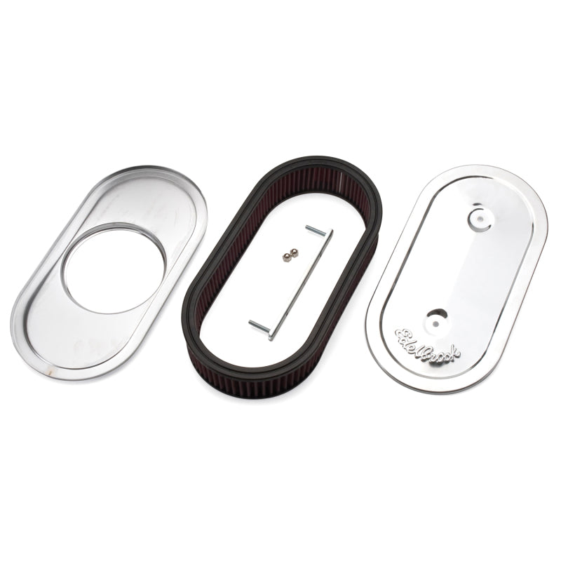 Edelbrock Air Cleaner Pro-Flo Series Oval Steel Top Cloth Element 13 5In X 7In X 3 5In Chrome-thumbmail-6