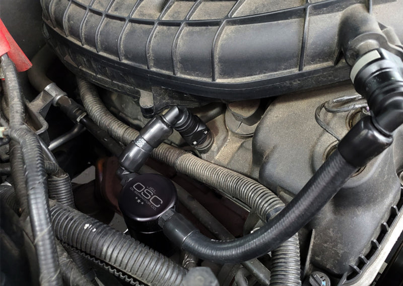 J&L 11-17 Ford Mustang V6 Passenger Side Oil Separator 3.0 V2 - Black Anodized-thumbmail-2