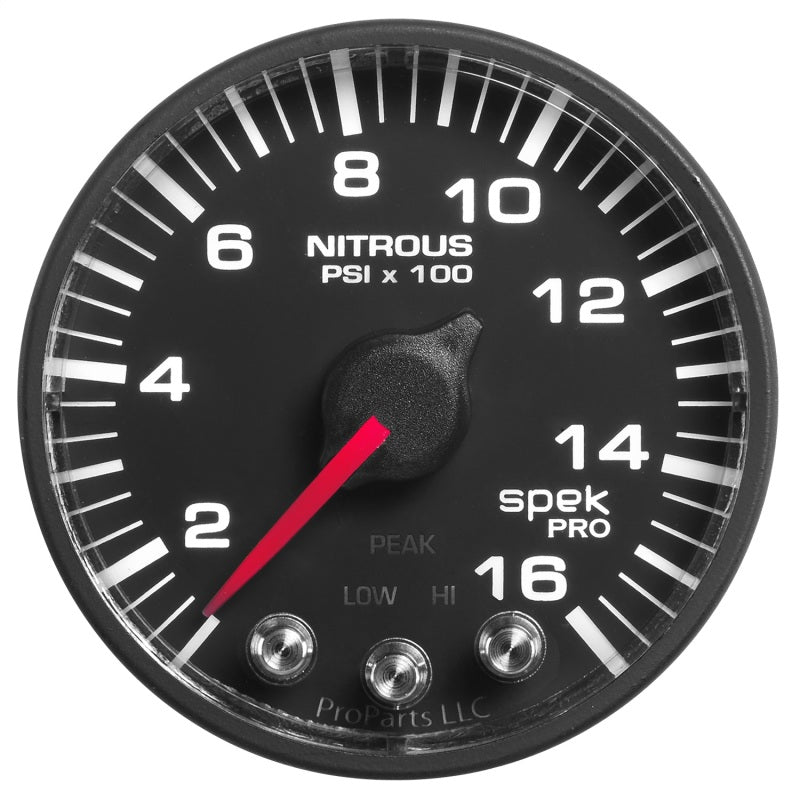 Autometer Spek-Pro Gauge Nitrous Press 2 1/16in 1600psi Stepper Motor W/Peak & Warn Blk/Blk-thumbmail-3