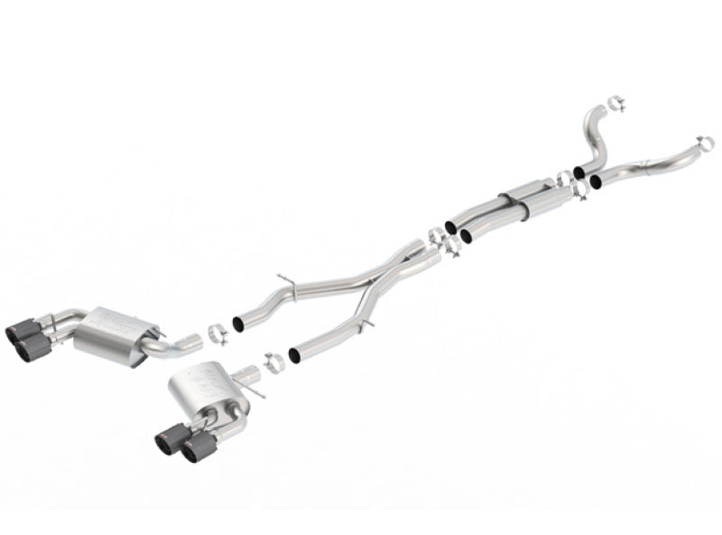 Borla 16-17 Chevy Camaro 6.2L 4in Dual CF Tips w/Black Core Dual Split Exit ATAK Catback Exhaust-thumbmail-1
