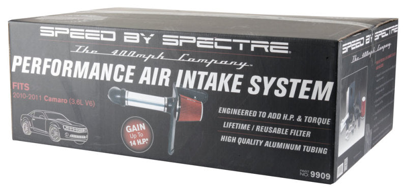 Spectre 10-11 Chevy Camaro V6-3.6L F/I Air Intake Kit - Clear Anodized w/Red Filter-thumbmail-6