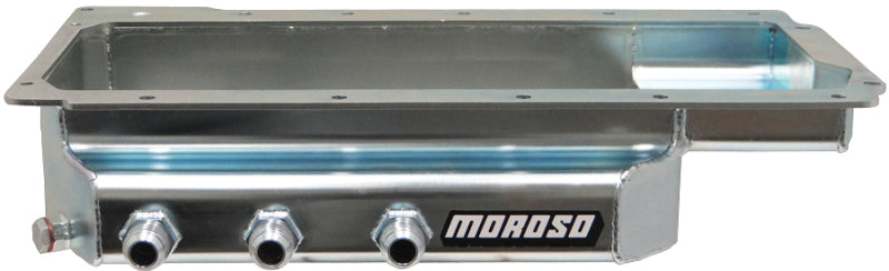 Moroso GM LS (w/Three Right Side Pick Ups) Fabricated Dry Sump 4in Steel Oil Pan-thumbmail-1