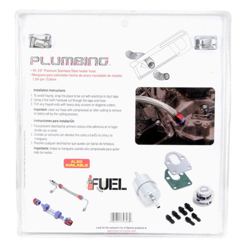 Spectre Stainless Steel Flex Heater Hose Kit 5/8in. Diameter - 4ft. Chrome-thumbmail-6