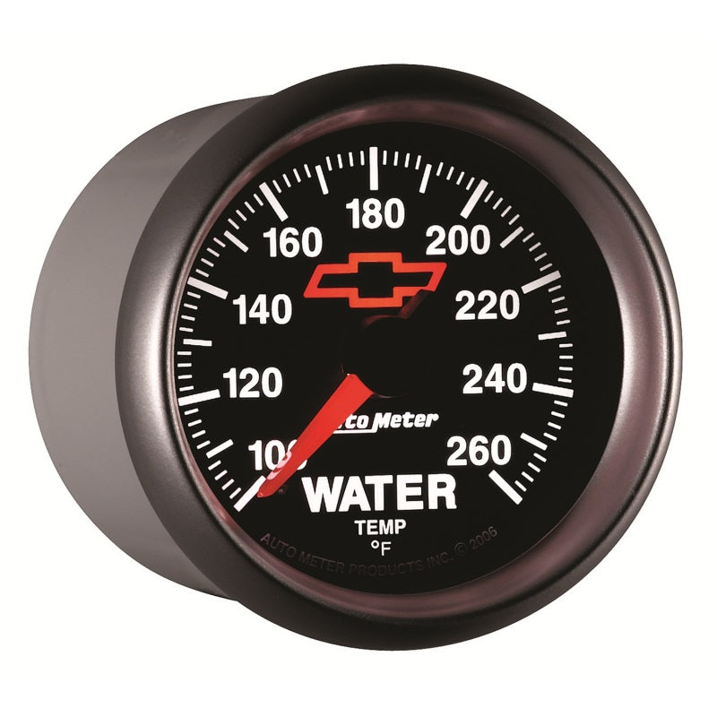 AutoMeter Gauge Water Temp 2-1/16in. 100-260 Deg. F Digital Stepper Motor Chevy Red Bowtie Black-thumbmail-3