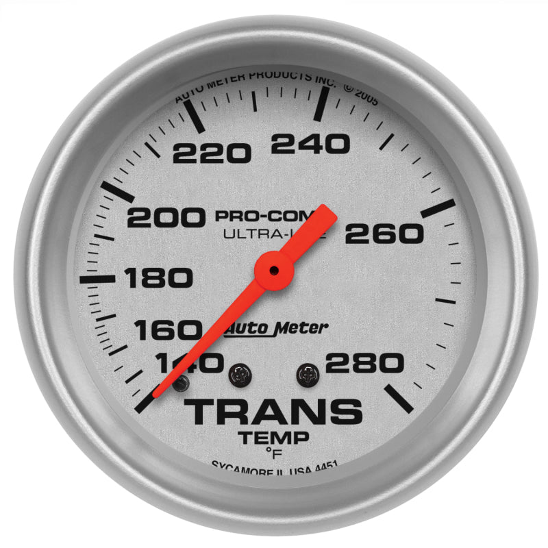 Autometer Ultra-Lite 66.7mm Mechanical 140-280 Degree F Transmission Temperature Gauge-thumbmail-1