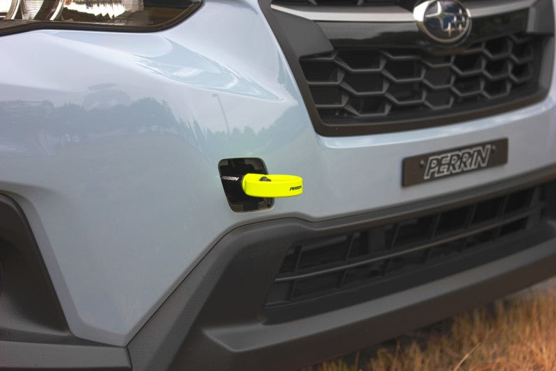 Perrin 2022 Subaru WRX / 18-21 Crosstrek / 14-21 Forester Tow Hook Kit (Front) - Neon Yellow-thumbmail-4