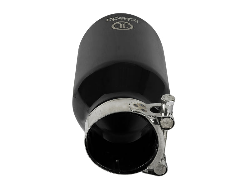 aFe Takeda 304 Stainless Steel Clamp-On Exhaust Tip 2.5in.Inlet / 4in Outlet - Black-thumbmail-4