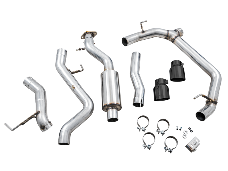 AWE Tuning 2021+ Ford Bronco 0FG Dual Rear Exit Exhaust w/Diamond Black Tips & Bash Guard-thumbmail-3