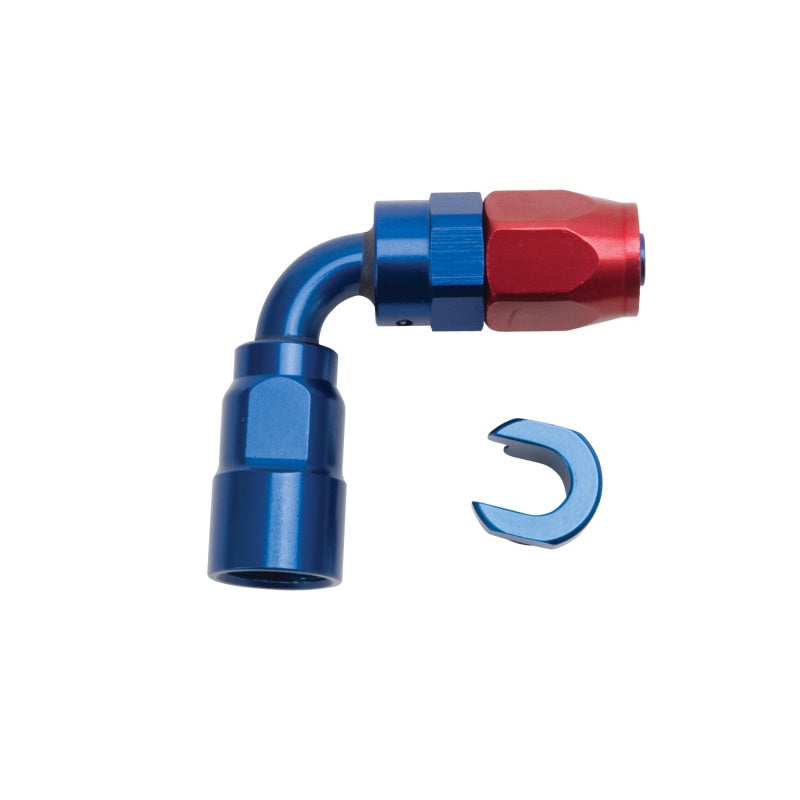 Russell Performance 5/16in SAE Quick Disc Female to -6 Hose Red/Blue 90 Degree Hose End-thumbmail-4