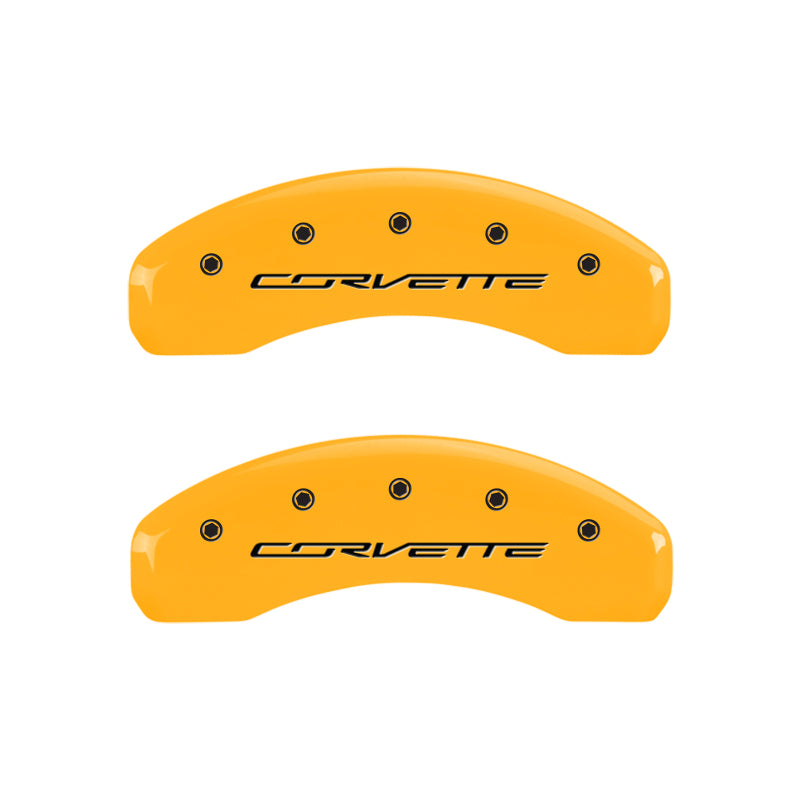 MGP 4 Caliper Covers Engraved Front & Rear C7/Corvette Yellow finish black ch-thumbmail-5