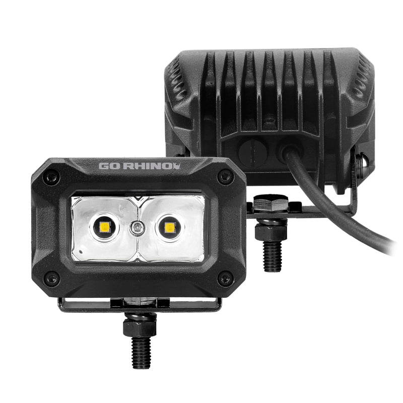 Go Rhino Xplor Bright Series Rectangle LED Spot Light Kit (Surface/Thread Stud Mnt) 3x2 - Blk (Pair)-thumbmail-3
