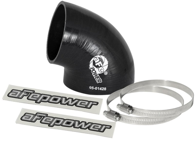 aFe Magnum FORCE CAI Univ. Silicone (3.5in to 3in ID / 75 Deg.) Elbow Reducing Coupler - Black-thumbmail-2