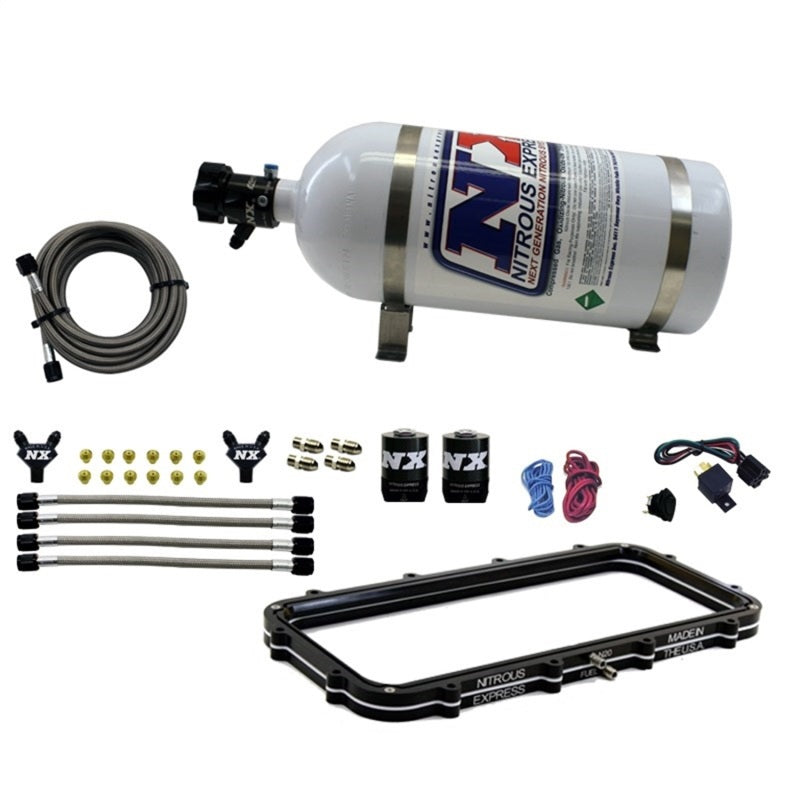 Nitrous Express Holley High Ram Plenum Nitrous Plate Kit w/12lb Bottle-thumbmail-1