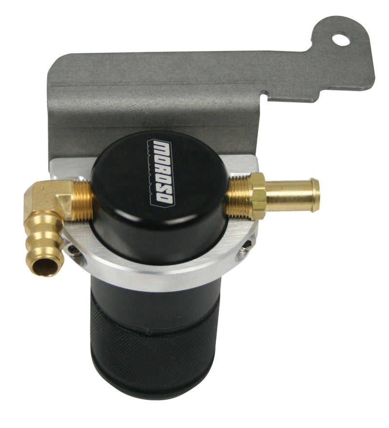 Moroso 07-14 Ford Mustang GT500 Air/Oil Separator Catch Can - Small Body - Billet Aluminum - Black-thumbmail-1