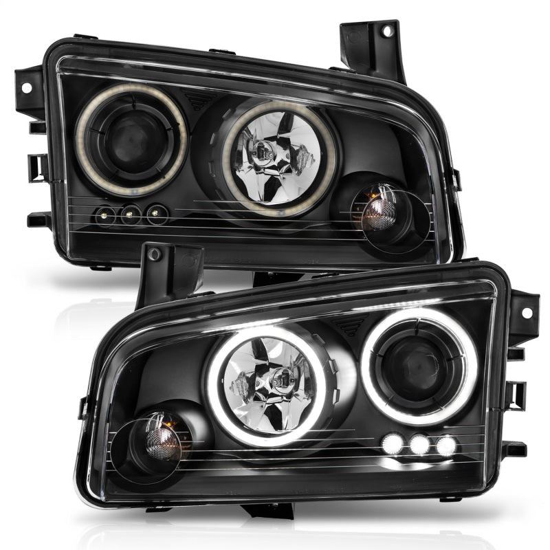 ANZO 2006-2010 Dodge Charger Projector Headlights w/ Halo Chrome (CCFL)-thumbmail-6