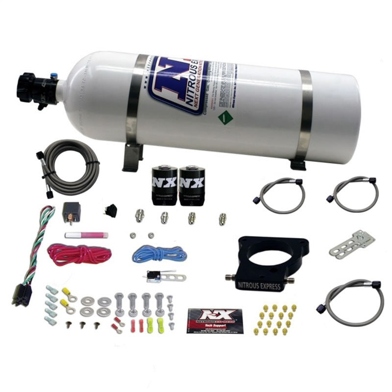 Nitrous Express GM LS 78mm 3-Bolt Nitrous Plate Kit (50-350HP) w/15lb Bottle-thumbmail-2