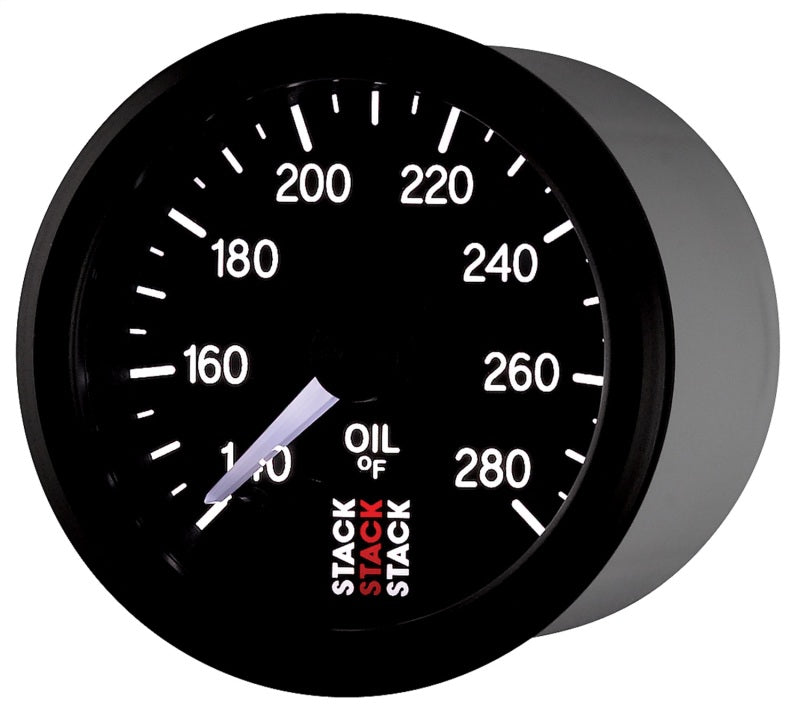 Autometer Stack 52mm 140-280 Deg F 1/8in NPTF Male Pro Stepper Motor Oil Temp Gauge - Black-thumbmail-3
