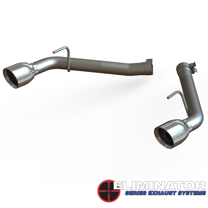 QTP 14-15 Chevrolet Camaro SS 6.2L 304SS Eliminator Muffler Delete Axle Back Exhaust w/4.5in Tips-thumbmail-2