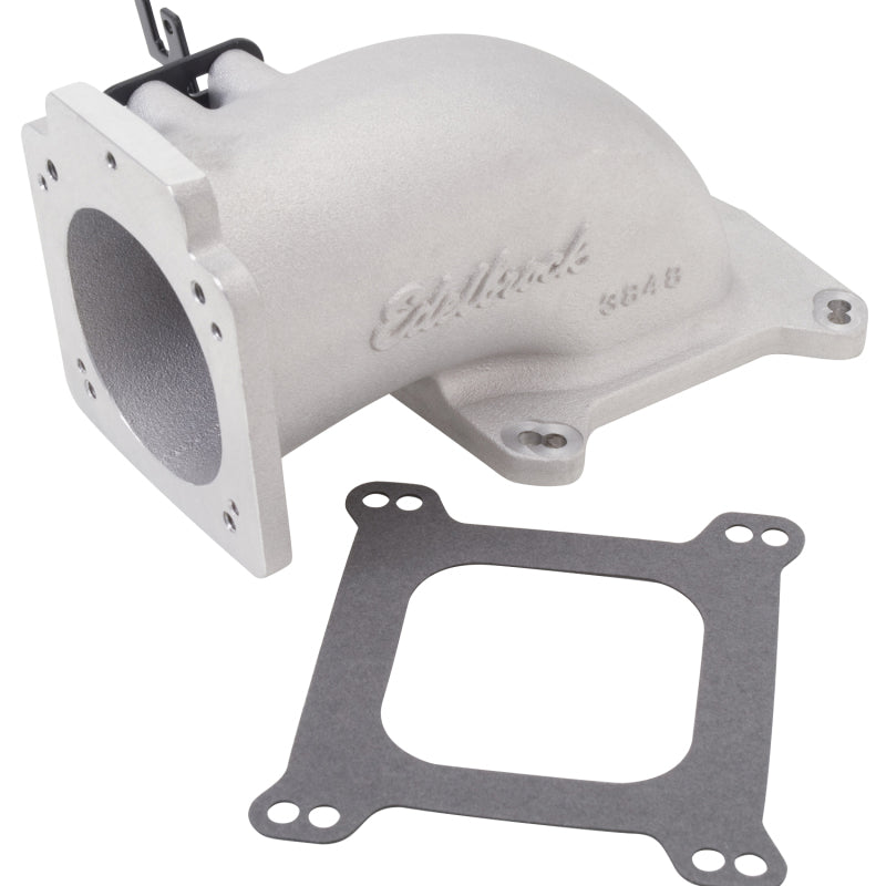 Edelbrock Low Profile Intake Elbow 90mm Throttle Body to Square-Bore Flange As-Cast Finish-thumbmail-2