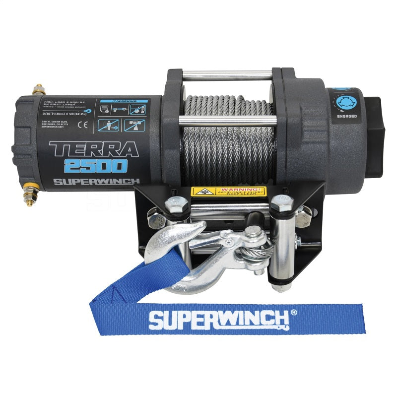 Superwinch 2500 LBS 12V DC 3/16in x 40ft Steel Rope Terra 2500 Winch - Gray Wrinkle-thumbmail-5
