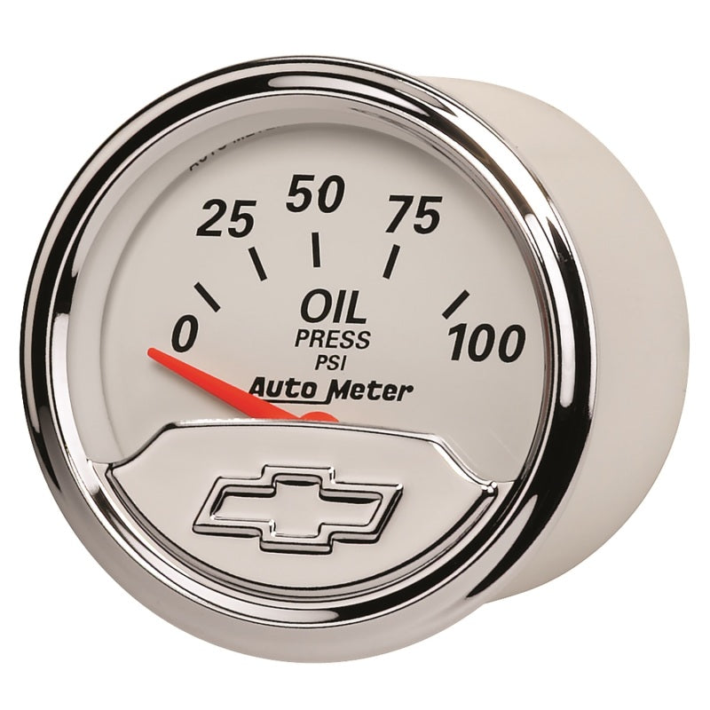 Autometer Chevy Vintage Bowtie 2-1/16in 0-100PSI Electronic Oil Pressure Gauge-thumbmail-2