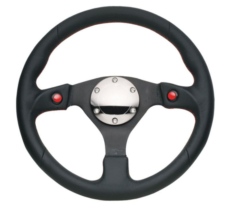 NRG Reinforced Steering Wheel (320mm) Blk Leather w/Dual Buttons-thumbmail-3
