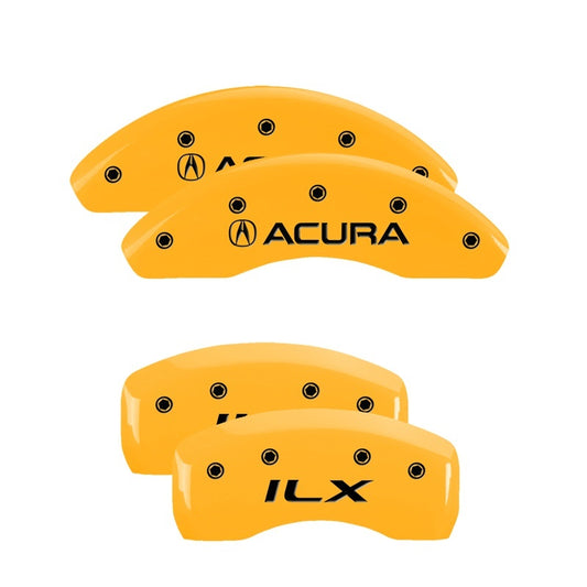 MGP 4 Caliper Covers Engraved Front & Rear Acura Yellow finish black ch